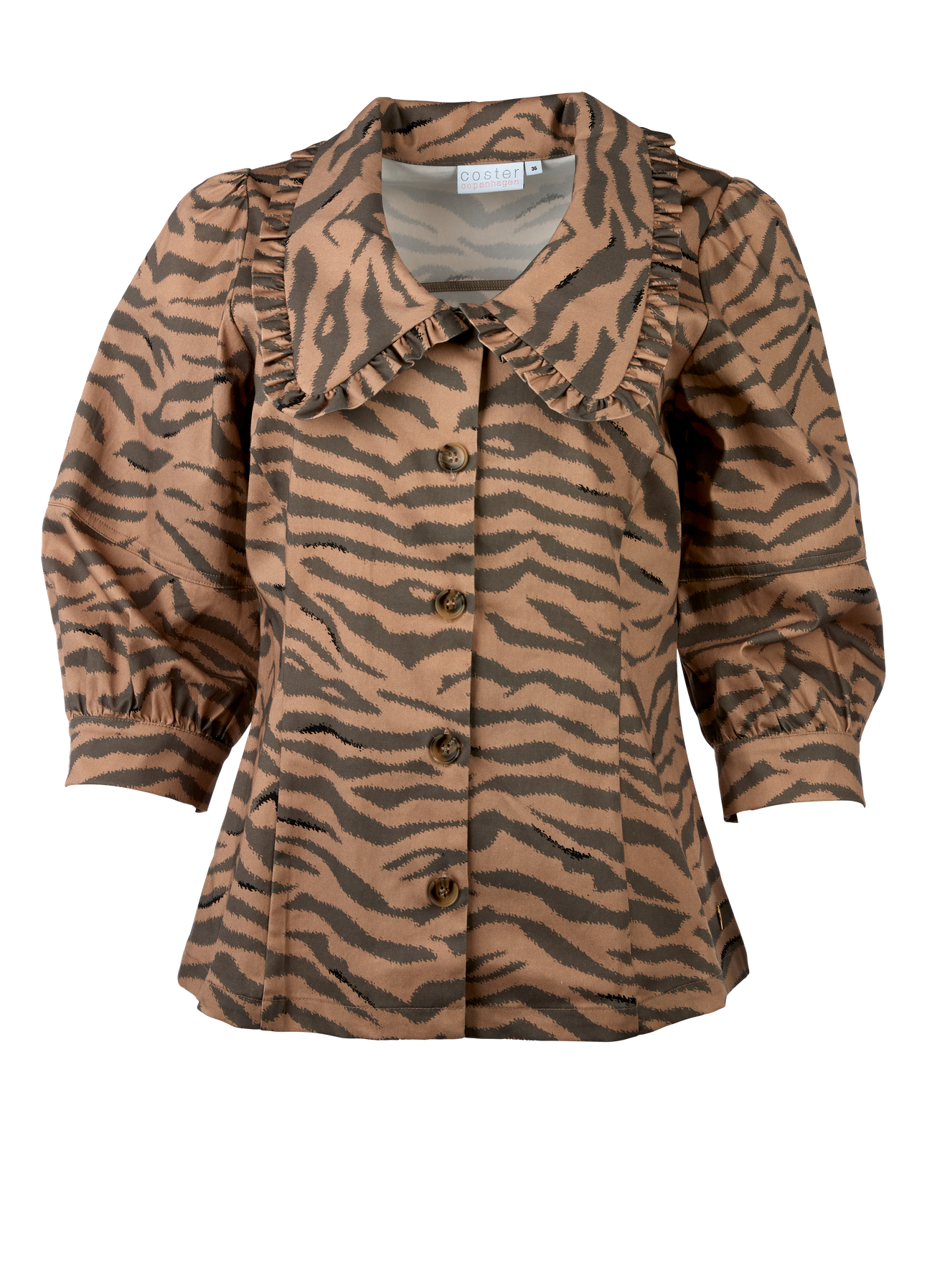 PRE-LOVED Skjorte med stor krave i zebra print - Zebra print på udsalg