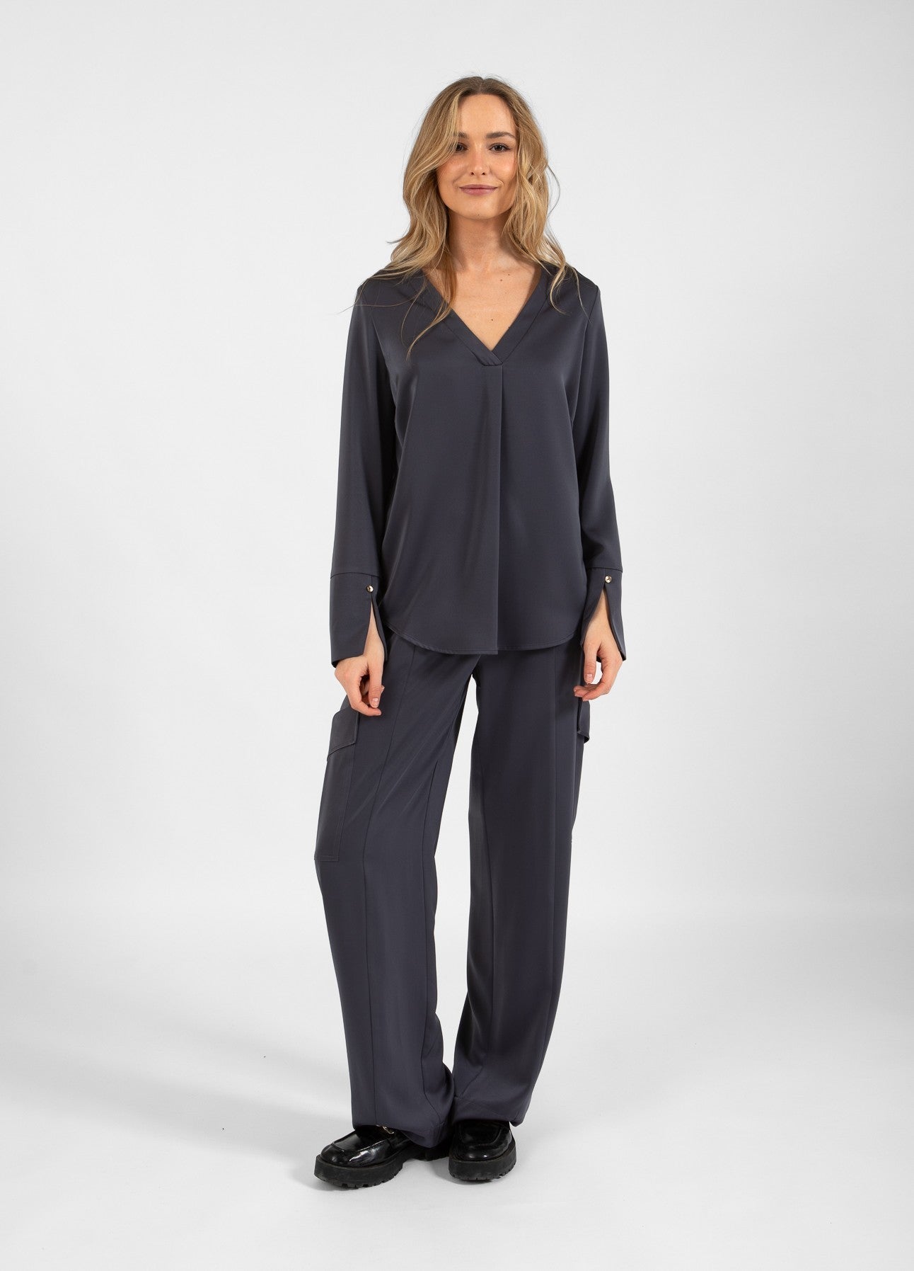 CARGO BUKSER I SATIN - PETRA PASFORM - Dark grey