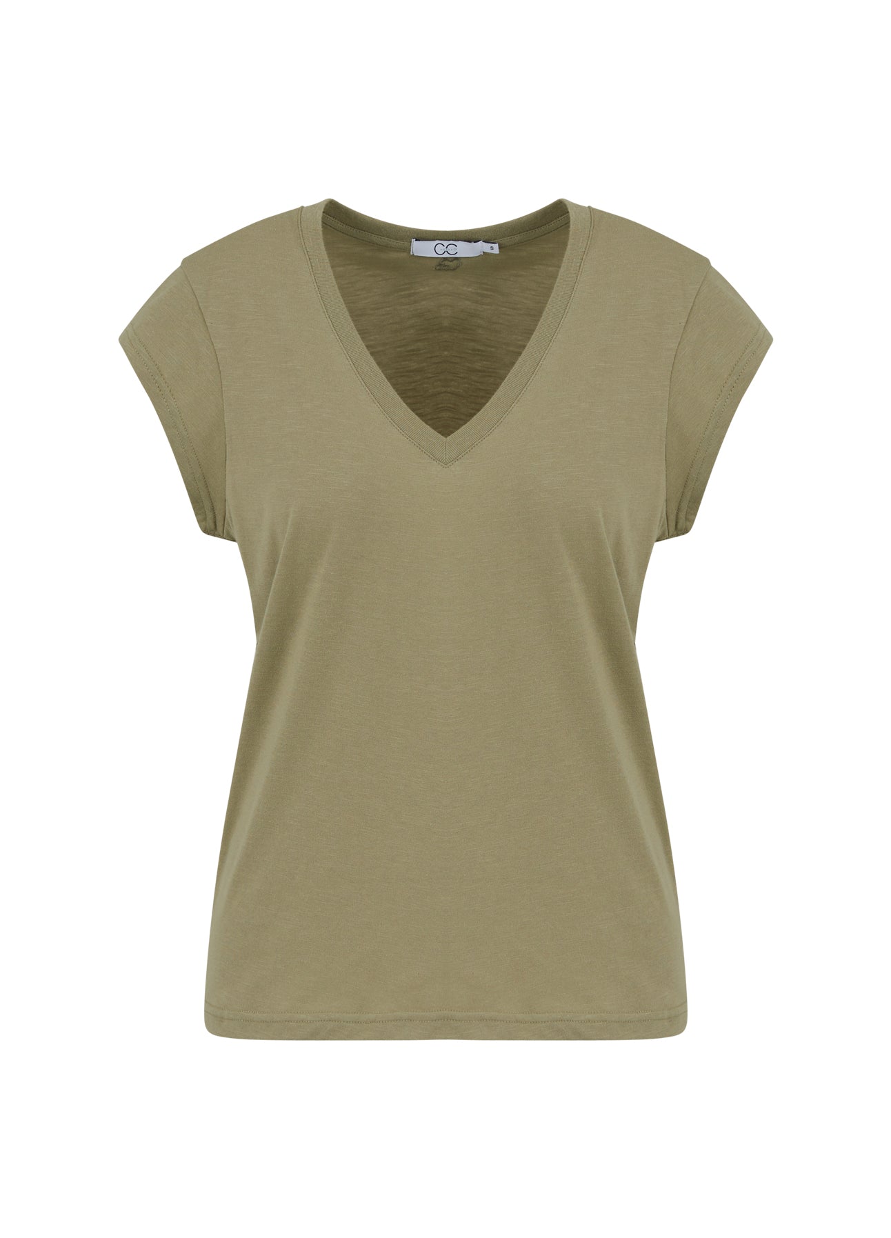 CC HEART V-HALS T-SHIRT - Dusty olive