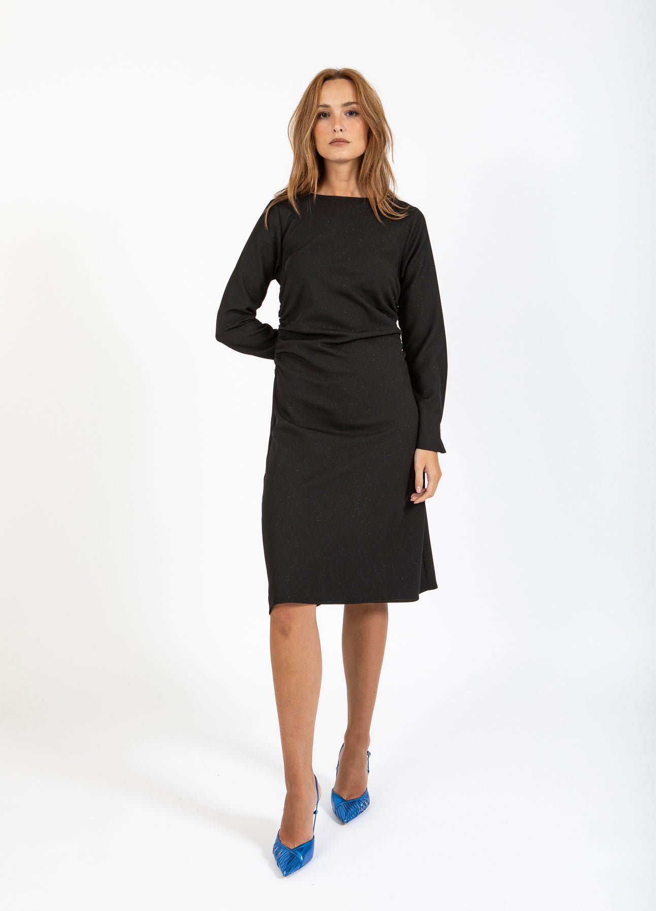 DRAPERET GLIMMERKJOLE - Black
