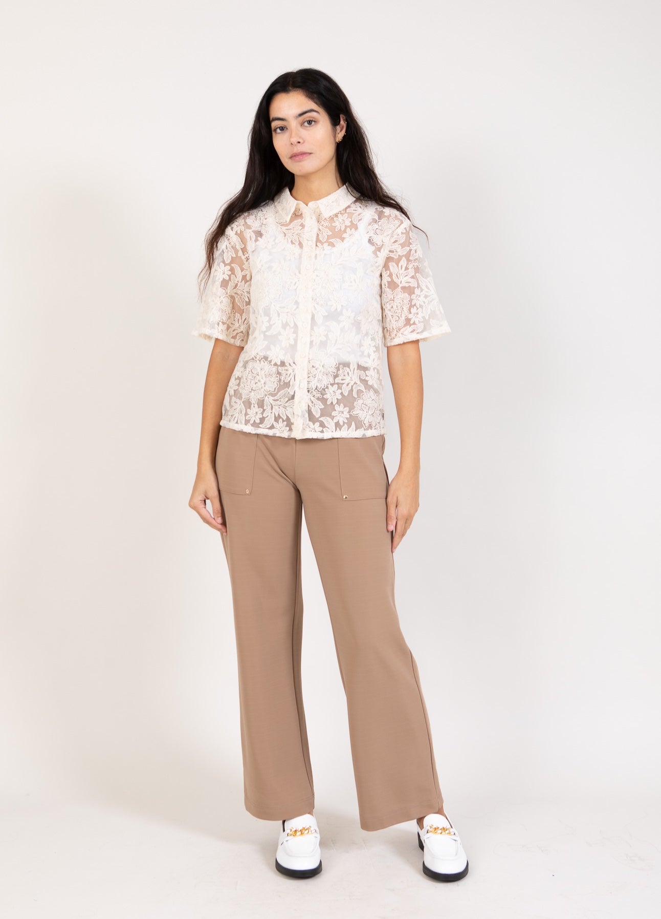 SPORTY BUKSER - SILLE FIT - Sand