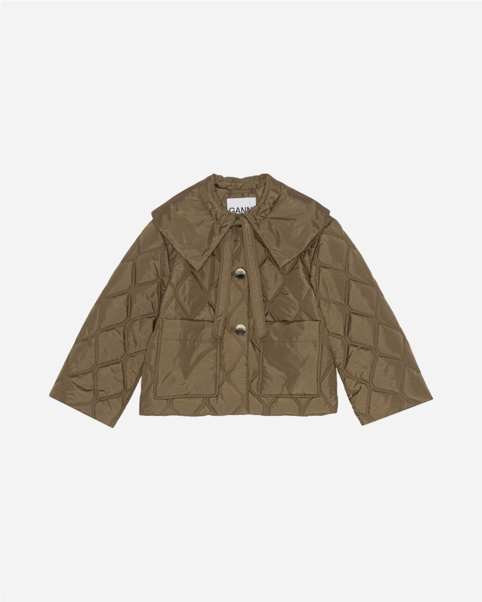 Ripstop Quilt Big Collar Jacket - Teak