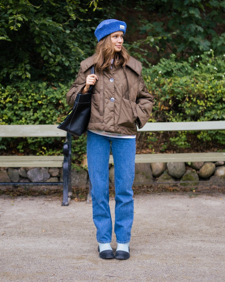 Ripstop Quilt Big Collar Jacket - Teak