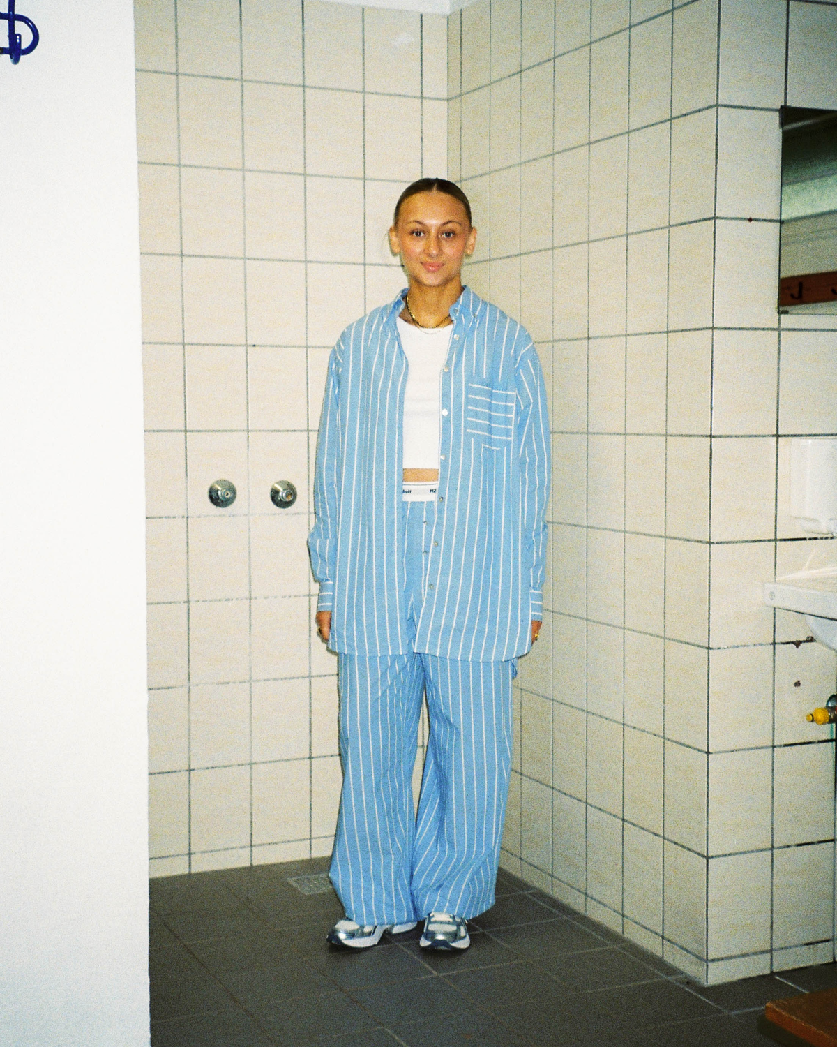 Box Pants - Blue Stripe Online Hot Salg