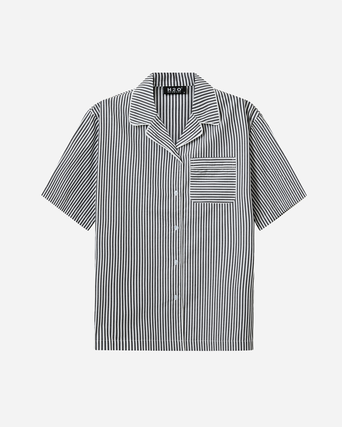 Rønne Essential Pajamas Shirt - Black/White Stripe Online nu