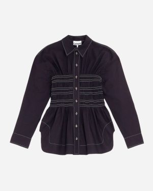 Cotton Poplin Blouse - Black