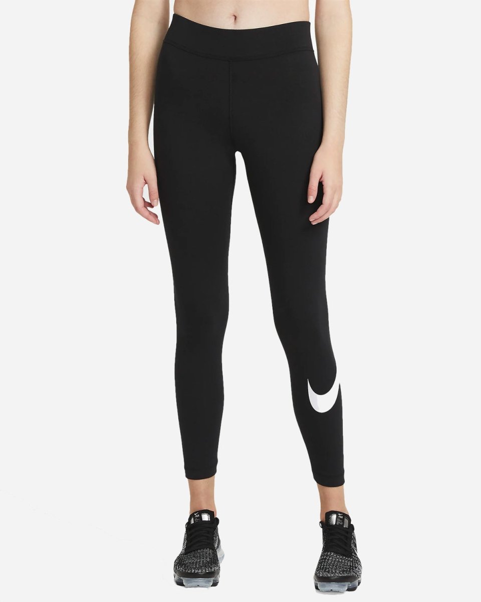 Women's Mid-Rise Swoosh Leggings - Black/White Levere