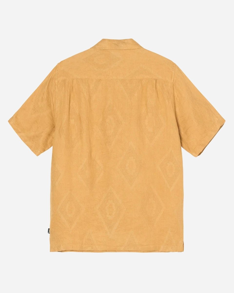 Diamond Jacquard Linen Shirt - Mustard Online Hot Salg