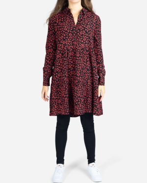 Printed Crepe Layer Dress - Black