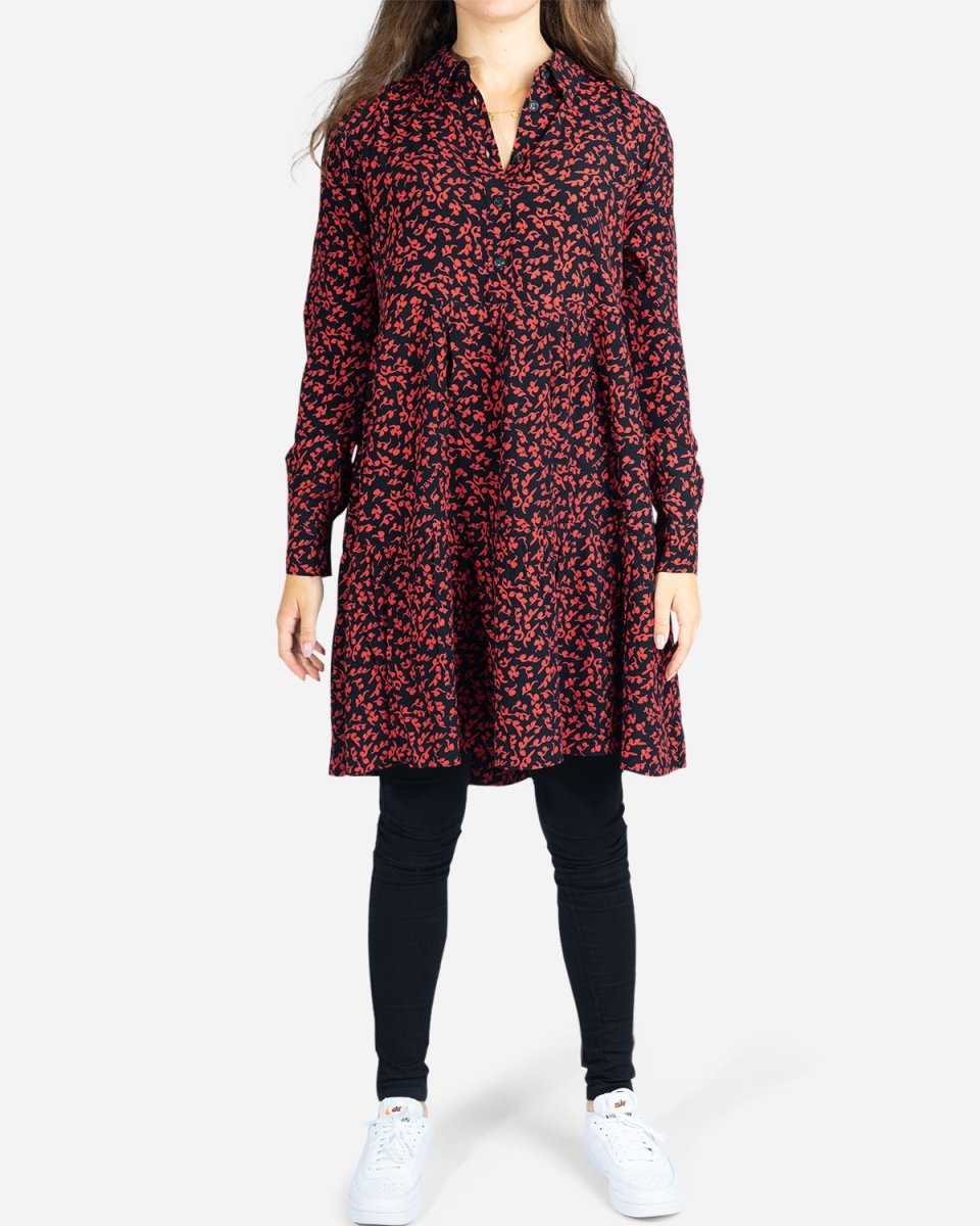 Printed Crepe Layer Dress - Black