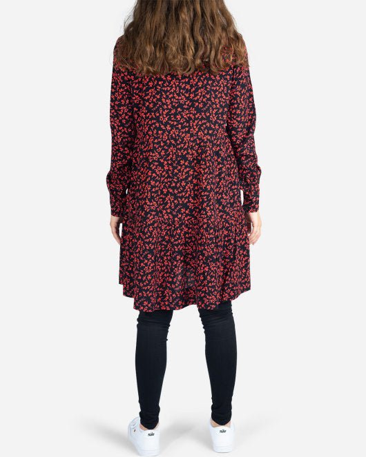 Printed Crepe Layer Dress - Black