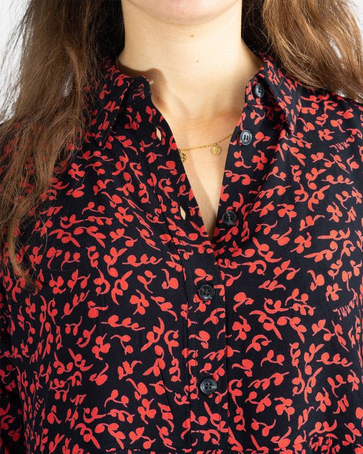 Printed Crepe Layer Dress - Black