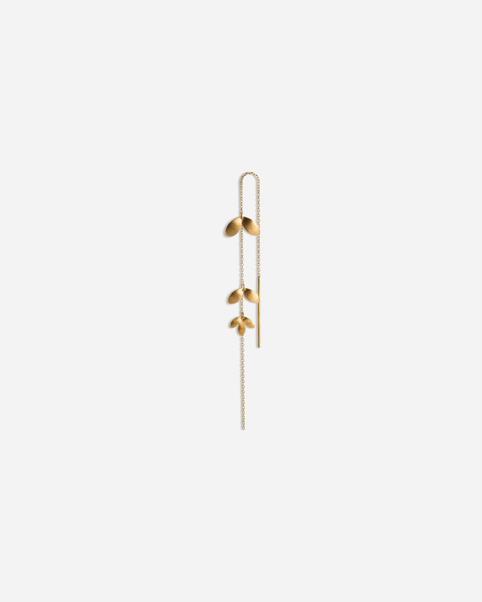 Chain Earring With 3 Leaves - Guld