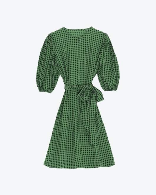 Printed Crepe Mini Dress - Foliage Green Online Hot Salg