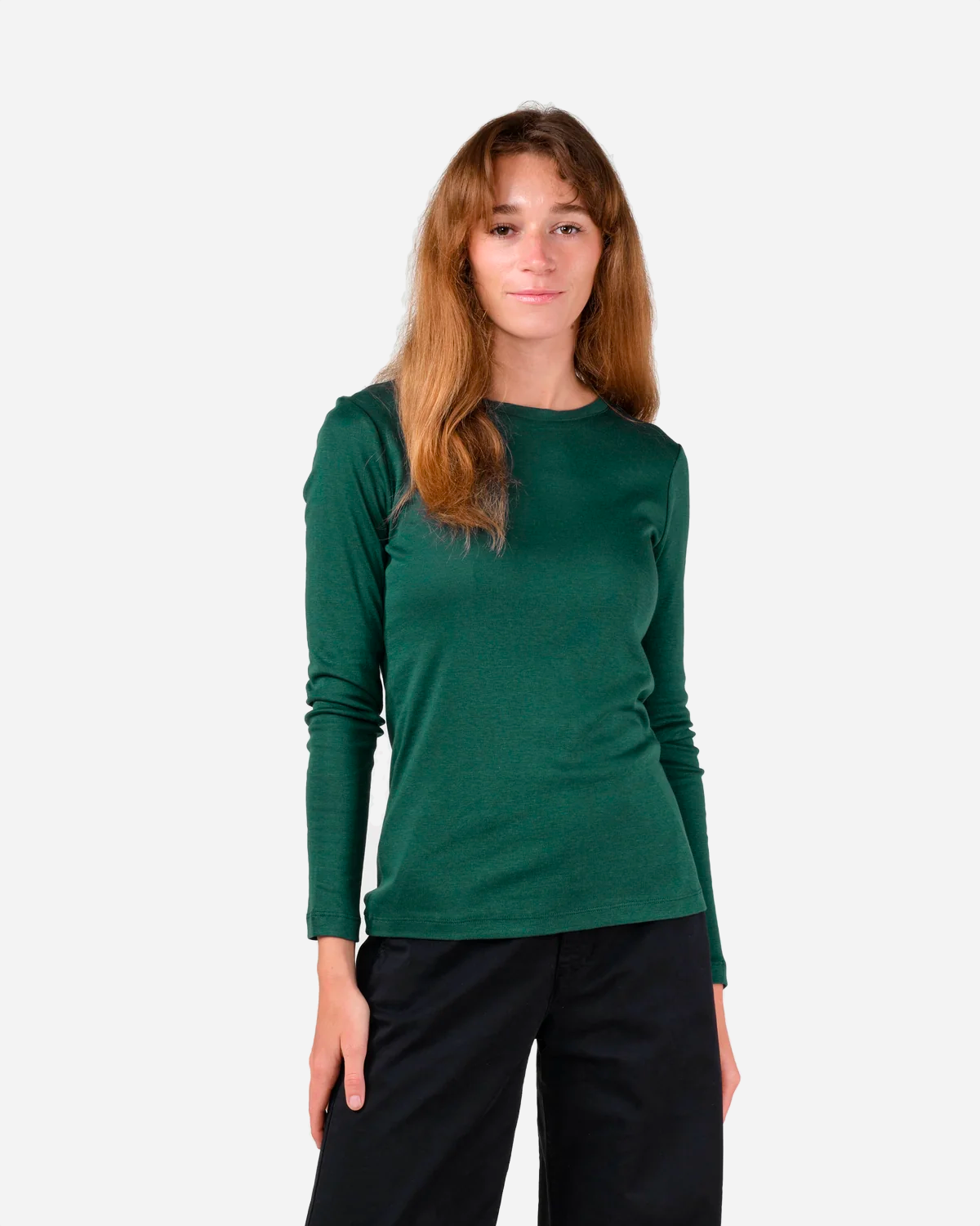 Selma Ls Tee - Moss Green