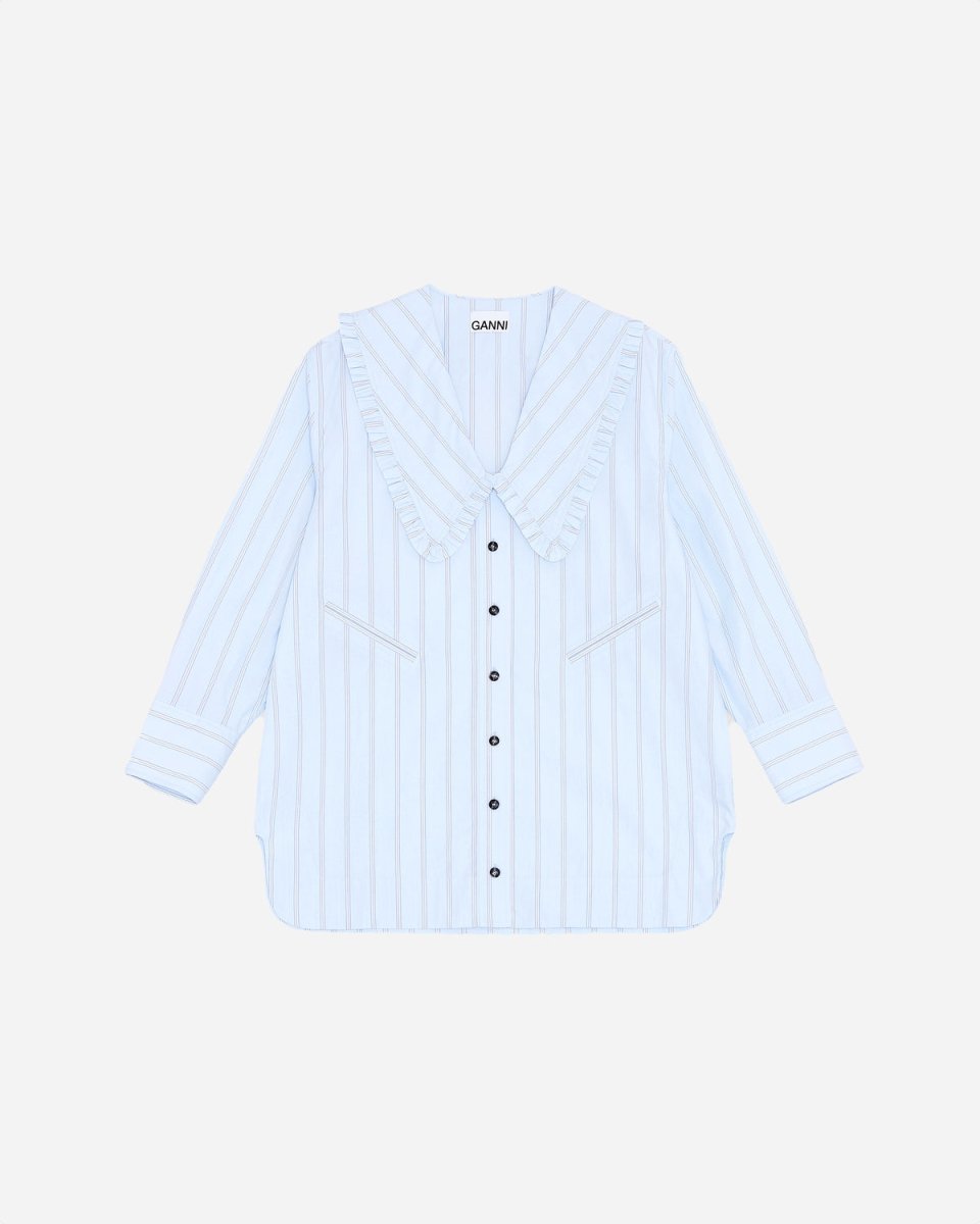Stripe Cotton Oversized Shirt - Heather