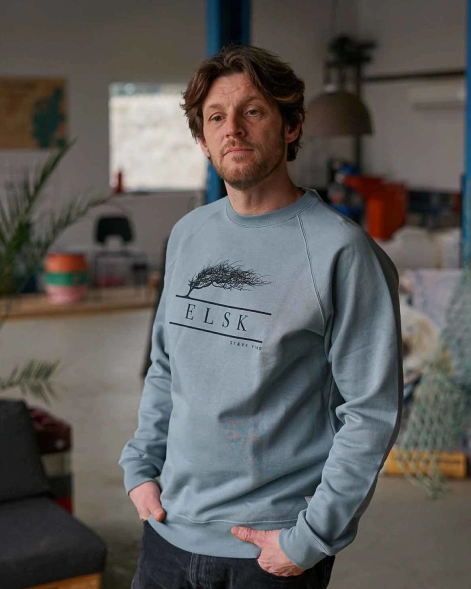 ELSK® VIND TVÆRS MEN'S CREWNECK - OCEAN BLUE
