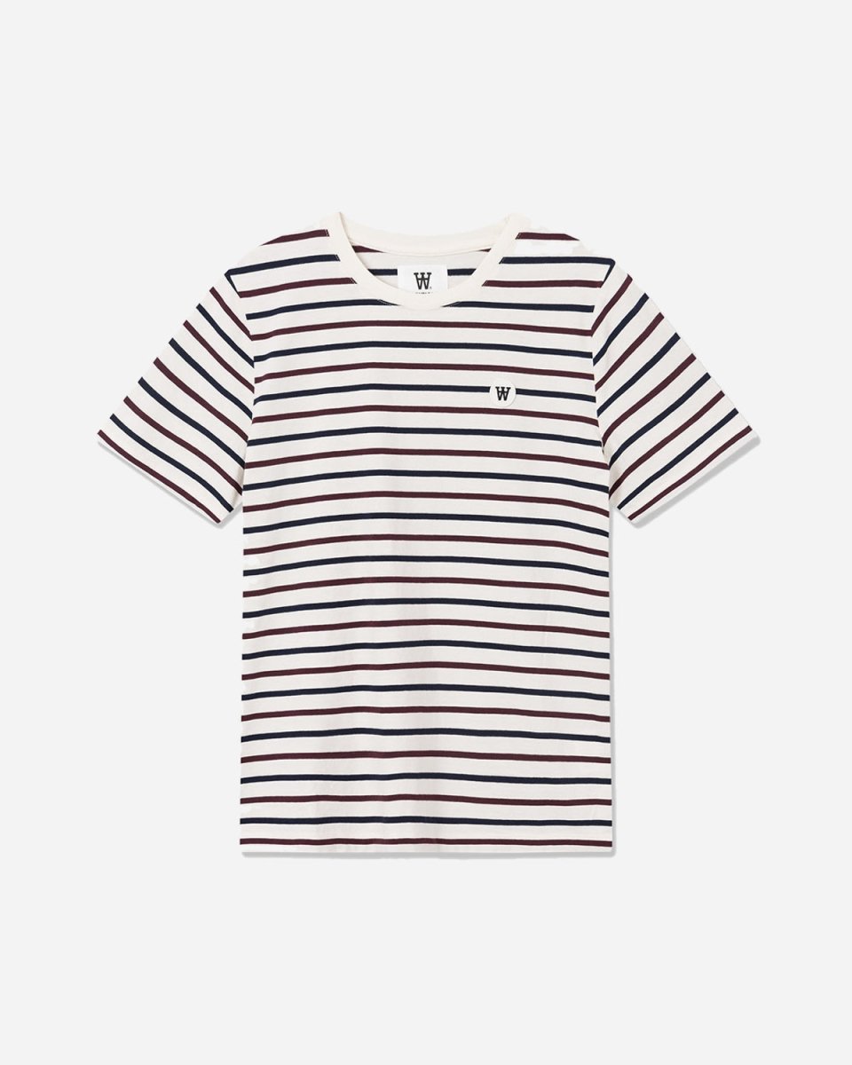 Mia Stripe T-Shirt - Off White/Burgundy