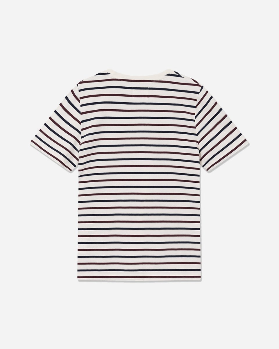 Mia Stripe T-Shirt - Off White/Burgundy
