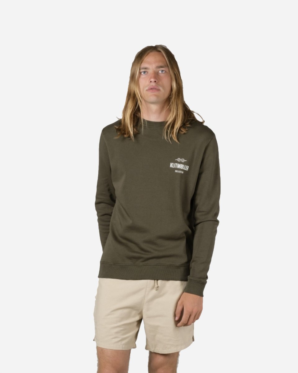 Mens Small Logo Crew - Olive Online nu