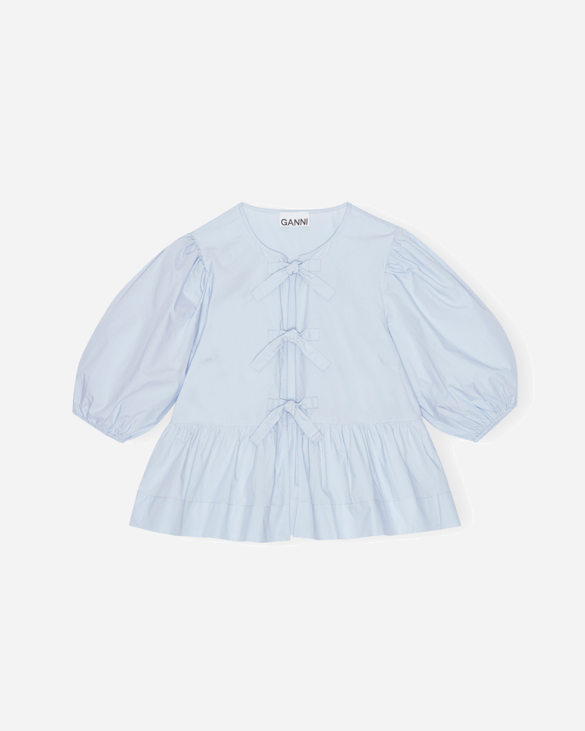 Cotton Poplin Peplum Blouse - Heather