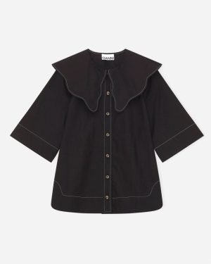 Cotton Poplin Shirt - Black