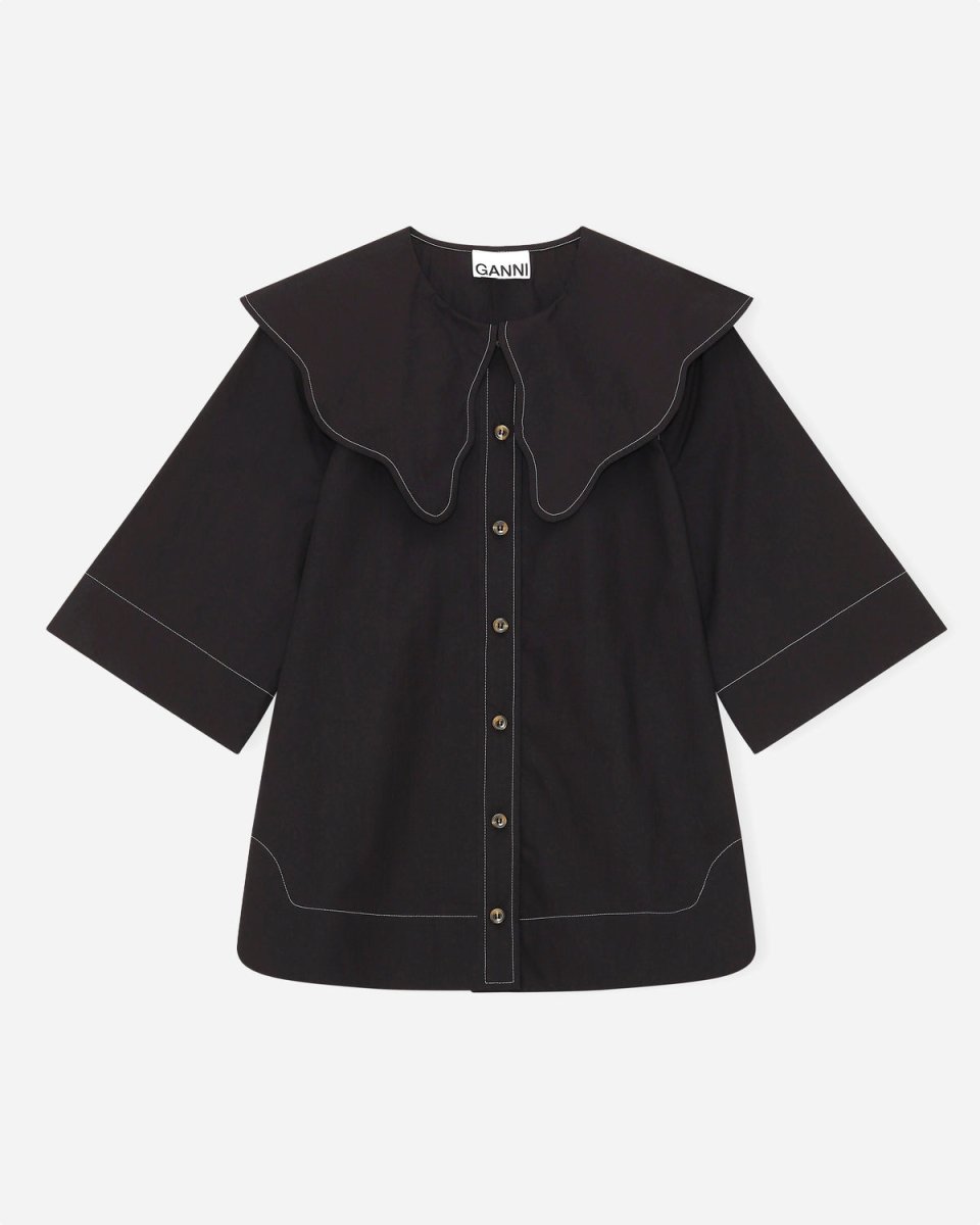 Cotton Poplin Shirt - Black