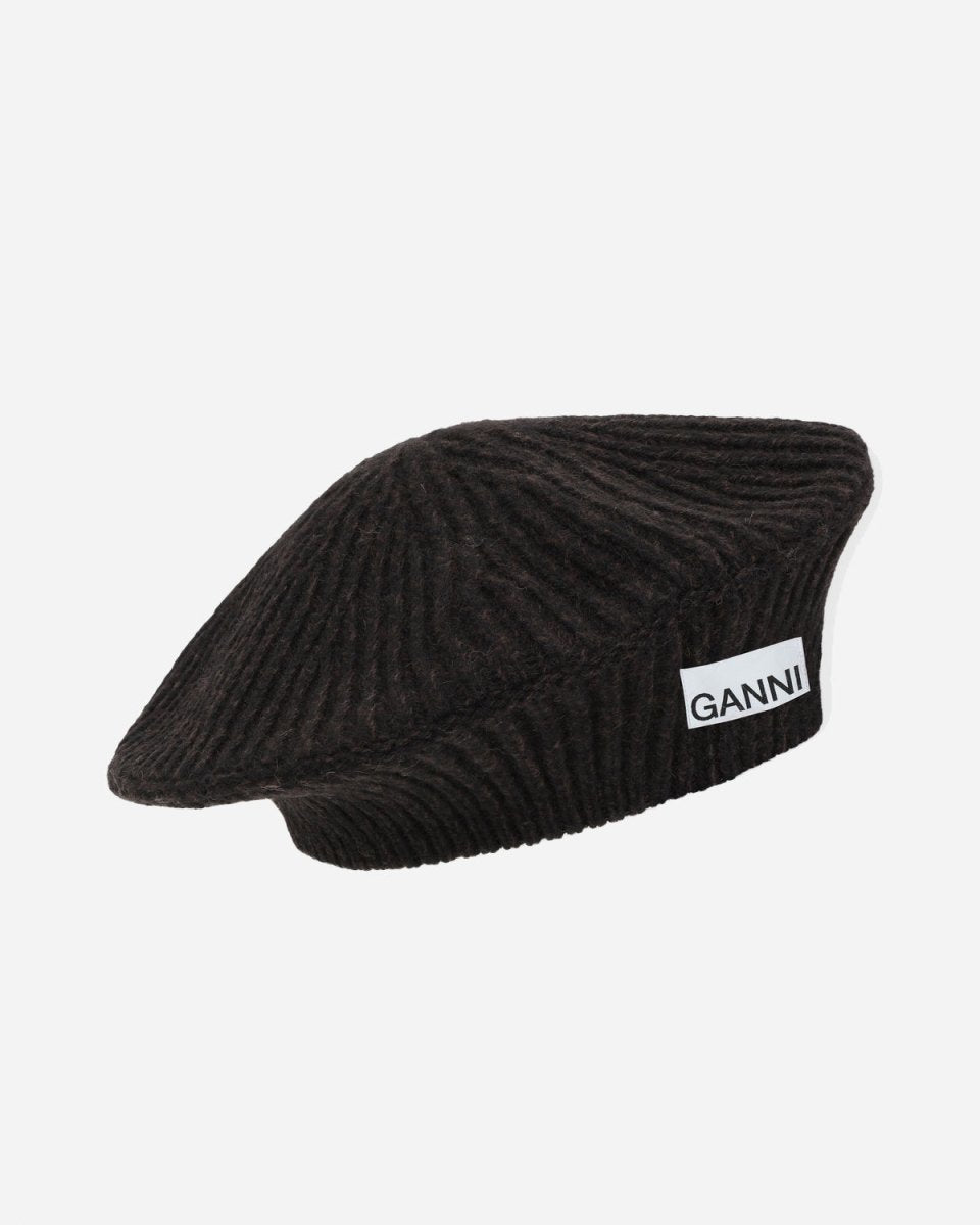 Structured Rib Beret - Black Melange Levere