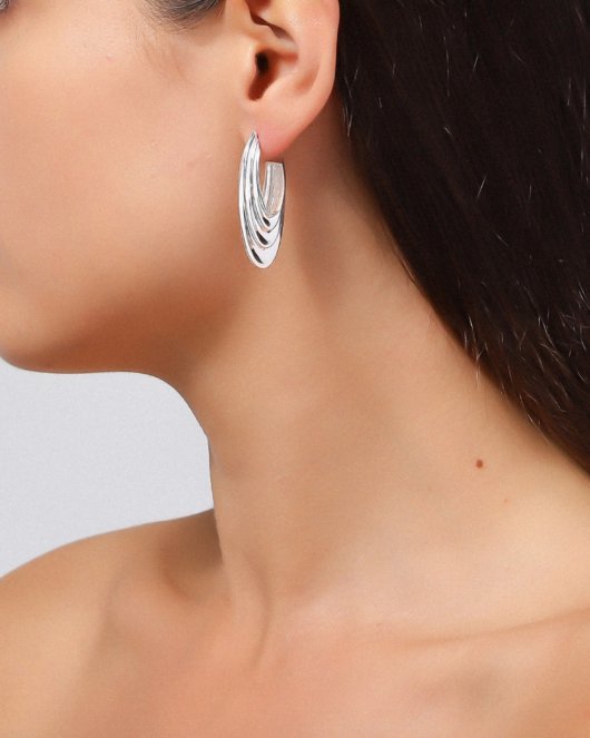 Big Sculpture Earring - Silver