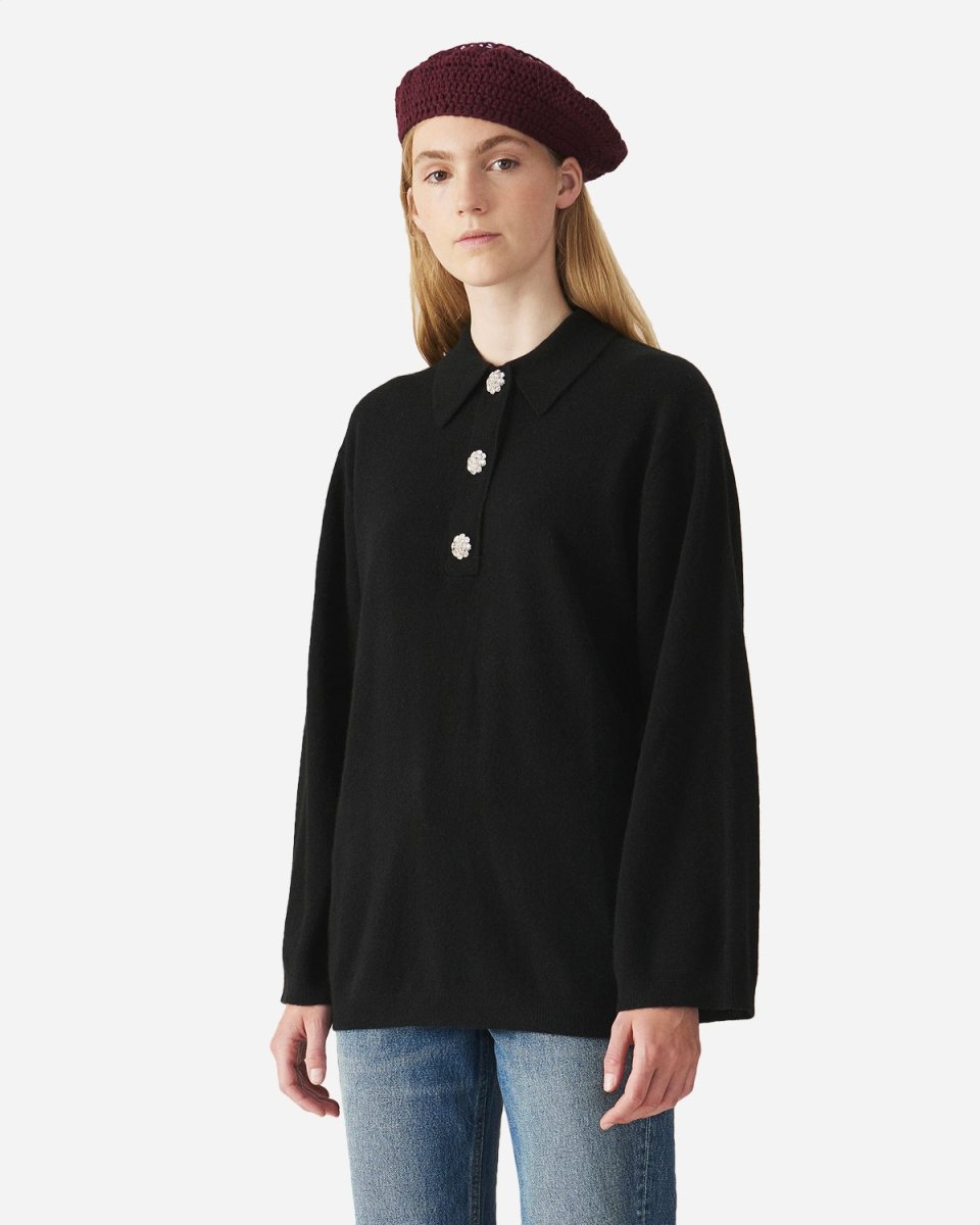 Cashmere Knit Blouse - Black
