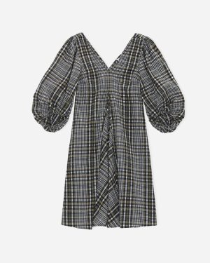 Seersucker Check Dress - Kalmata Online Hot Salg