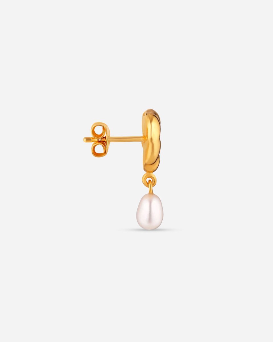 Drippy Earstud with Pearl Pendant - Gold Online salg