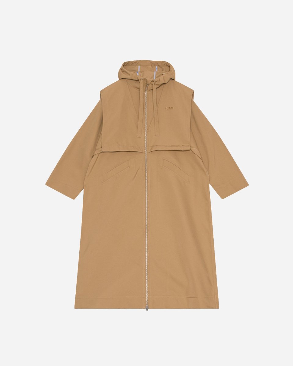 Heavy Twill Oversized Zipper Coat - Petrified Oak