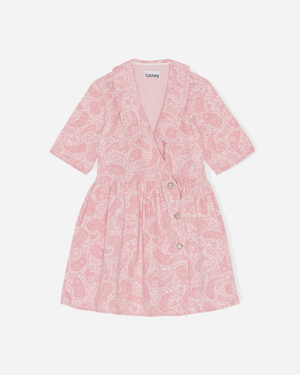 Print Denim Mini Dress - Paisley Shrinking Violet