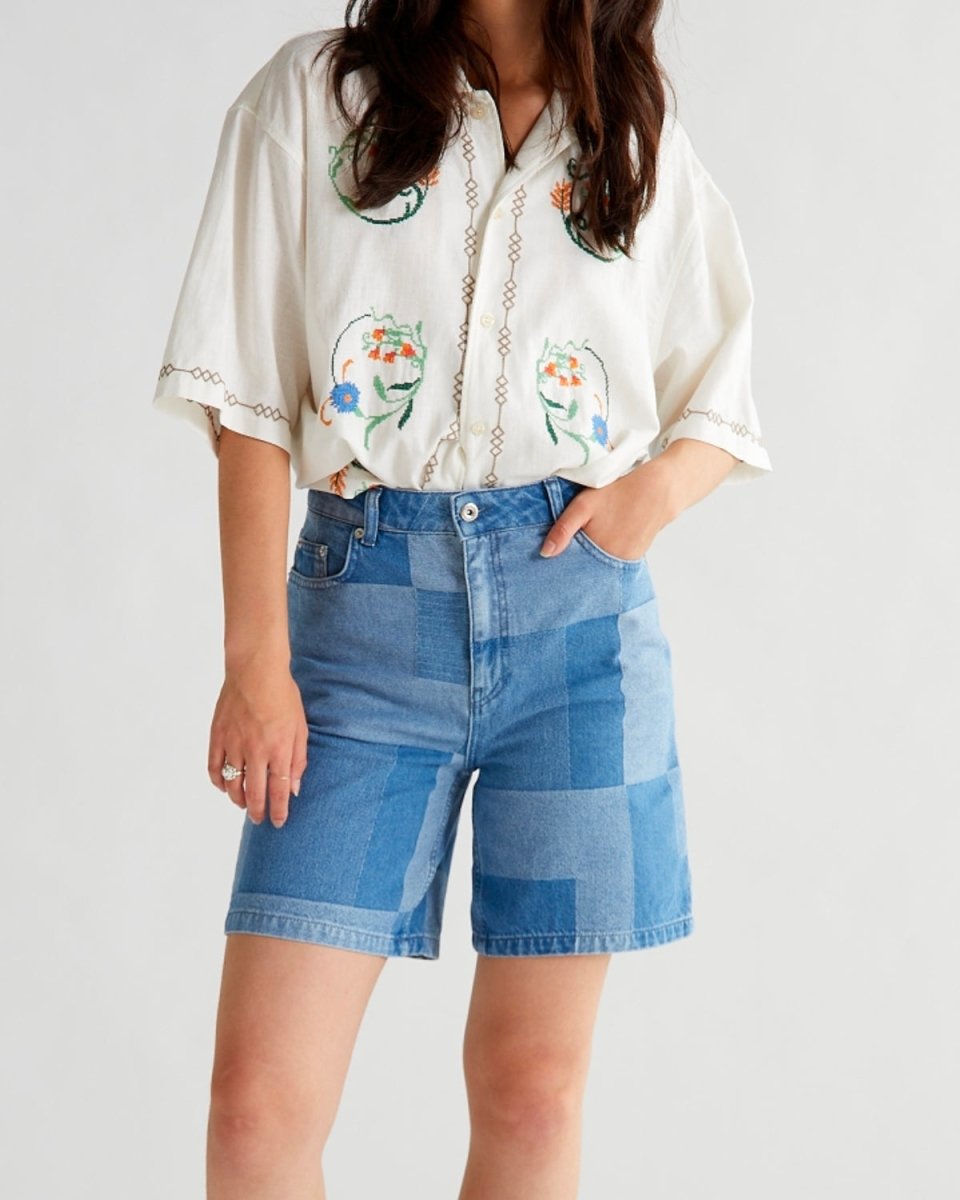 maggie-patchwork-shorts-blue_2.jpg Maggie Patchwork Shorts - Blue