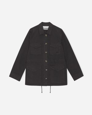 Washed Cotton Canvas Jacket - Phantom Udsalg