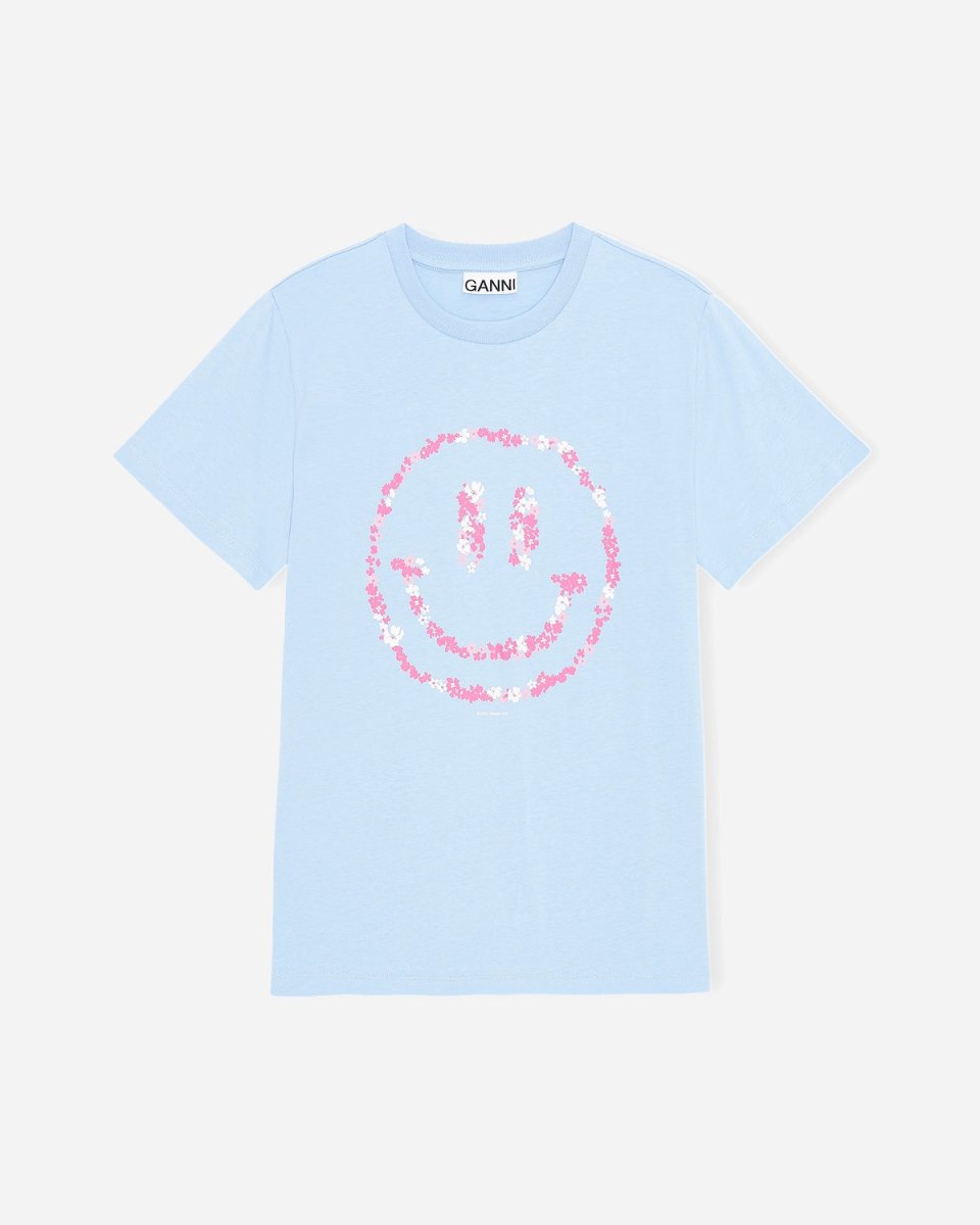 Smiley O-neck Relaxed T-shirt - Placid Blue