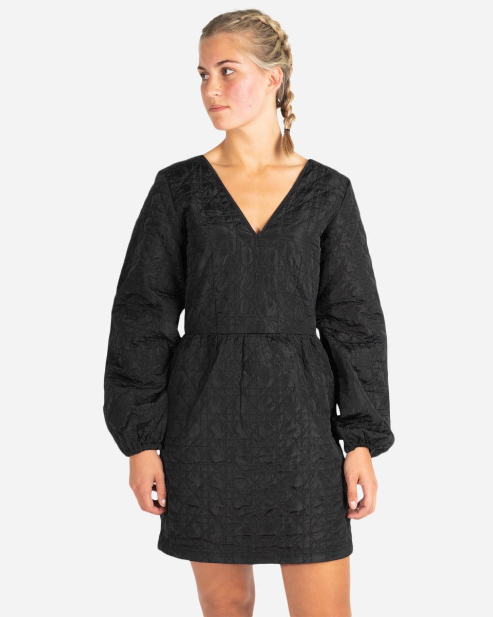 Quilted Dress - Black Online salg