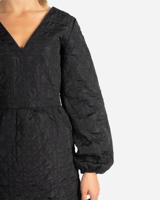 Quilted Dress - Black Online salg