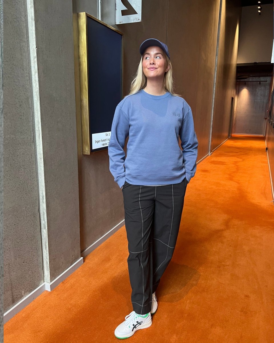 Drop Shoulder Sweatshirt - Gray Blue