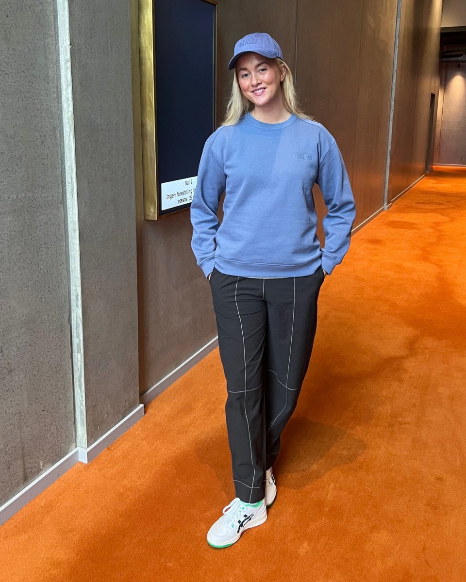 Drop Shoulder Sweatshirt - Gray Blue