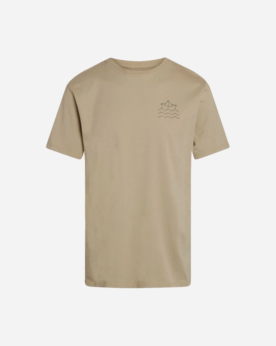 Mens Small Boat And Waves Tee - Sand Rabat