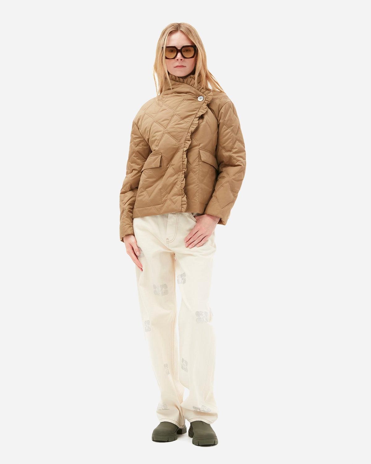 ripstop-quilt-frill-edge-jacket-petrified-oak_1.jpg Ripstop Quilt Frill Edge Jacket - Petrified Oak