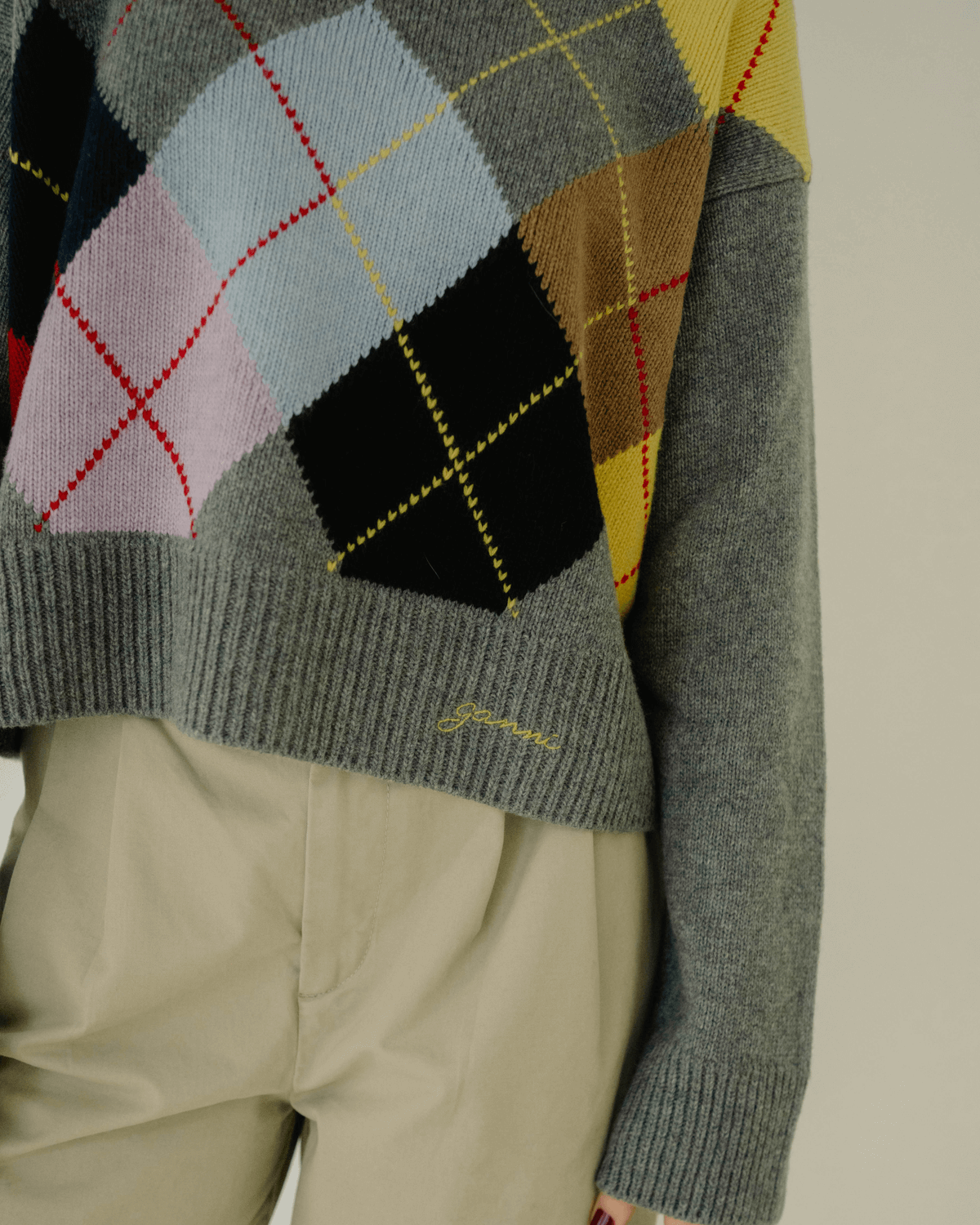 harlequin-wool-mix-oversized-o-neck-pullover-frost-gray_2.png Harlequin Wool Mix Oversized O-neck Pullover - Frost Gray Online salg