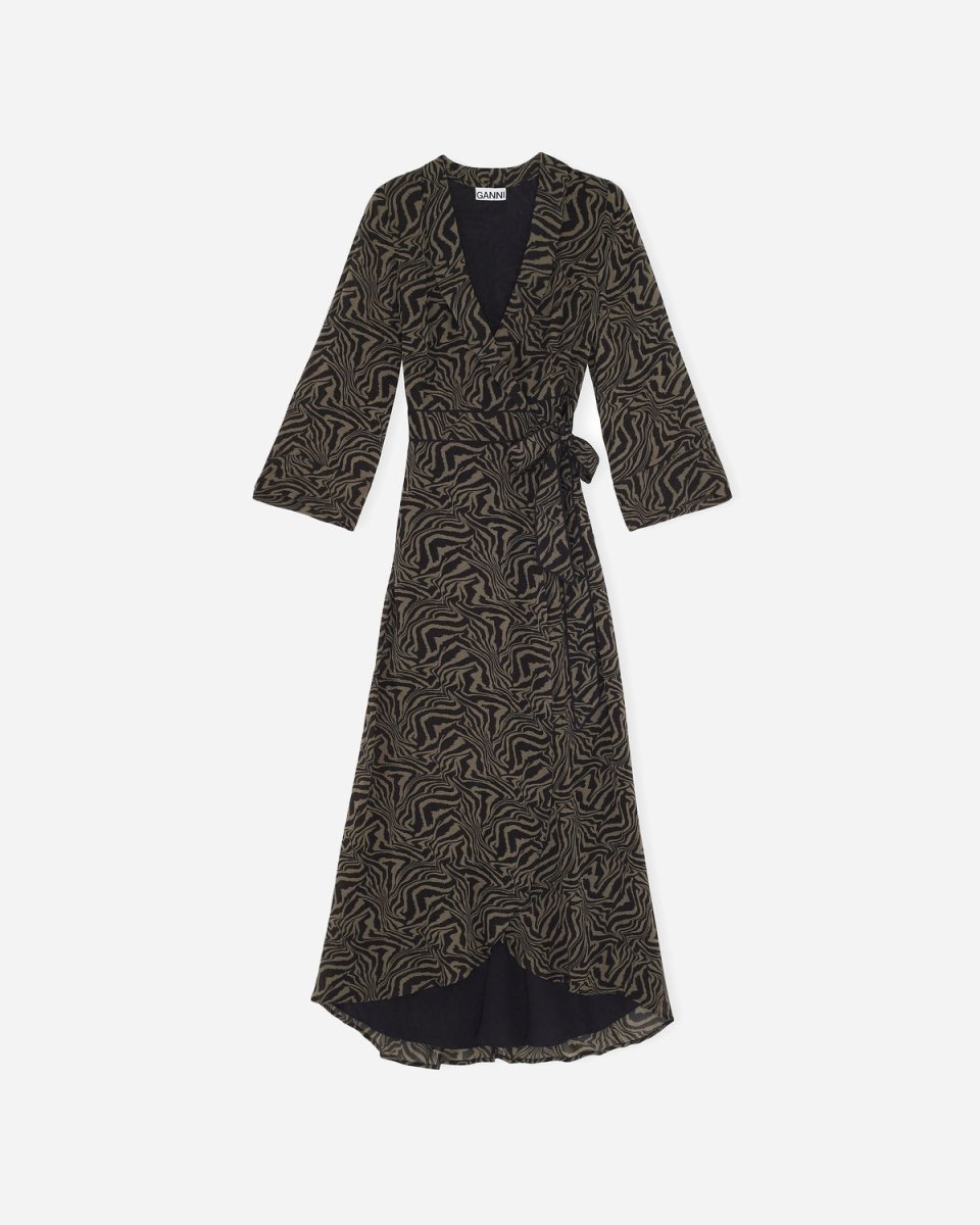 Printed Georgette Wrap Dress - Kalamata Online salg