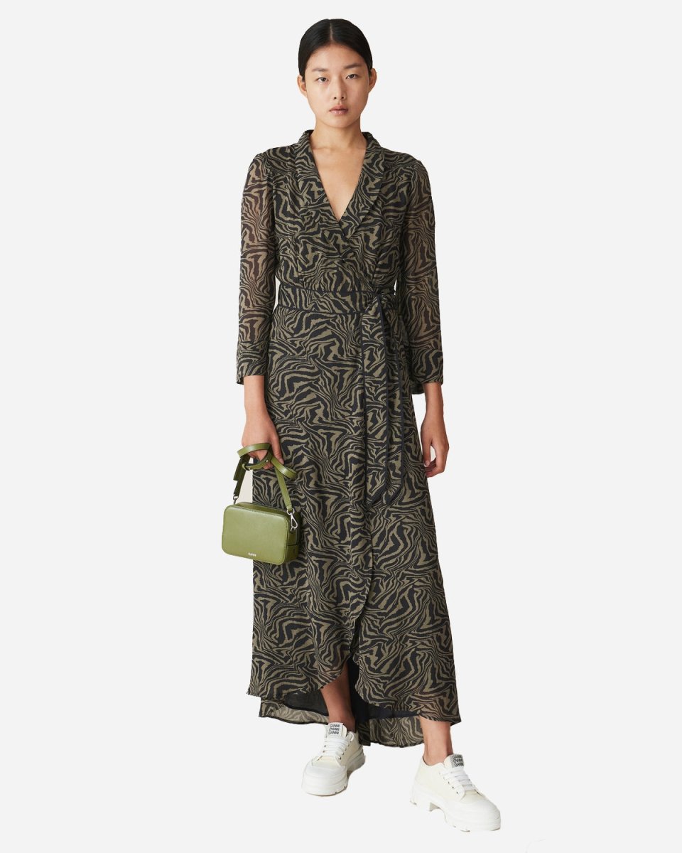 Printed Georgette Wrap Dress - Kalamata Online salg