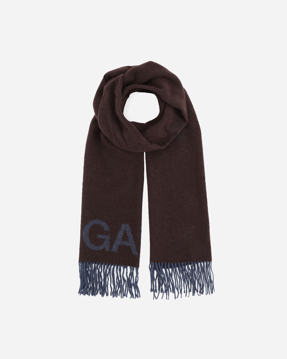 Recycled Wool Fringed Scarf - Shaved Chocolate Mode