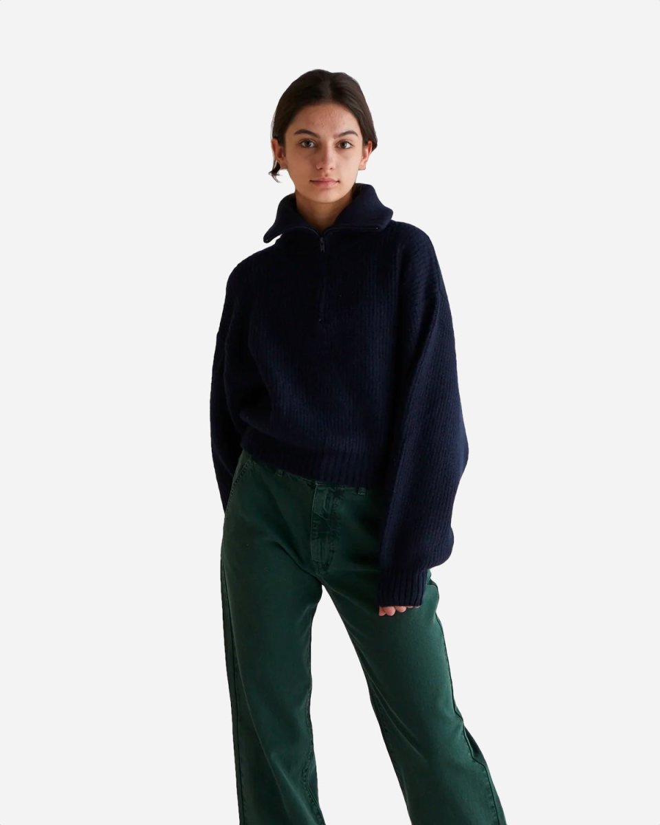 Berna Half Zip Knit - Navy Online nu