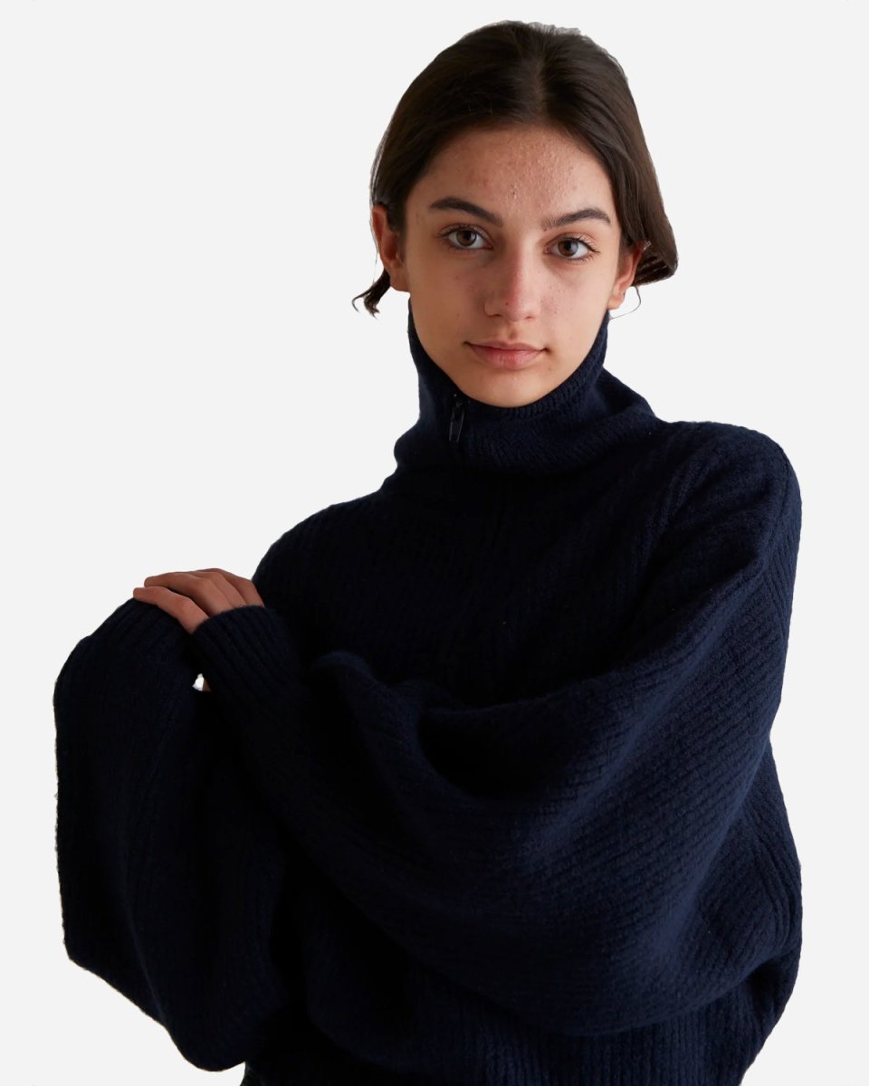 Berna Half Zip Knit - Navy Online nu
