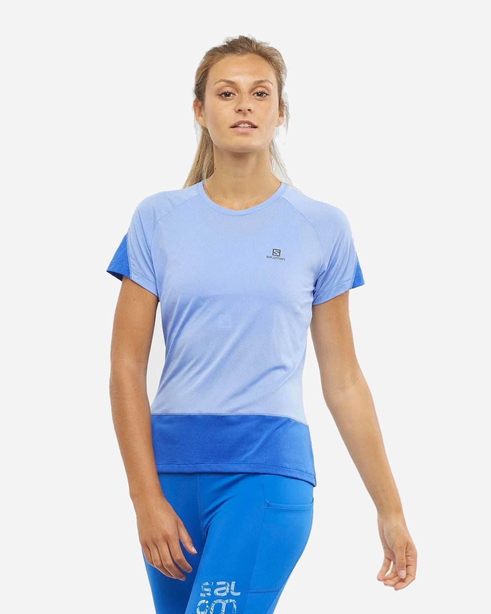 W Cross Run Tee - Provence/Heather/Blue